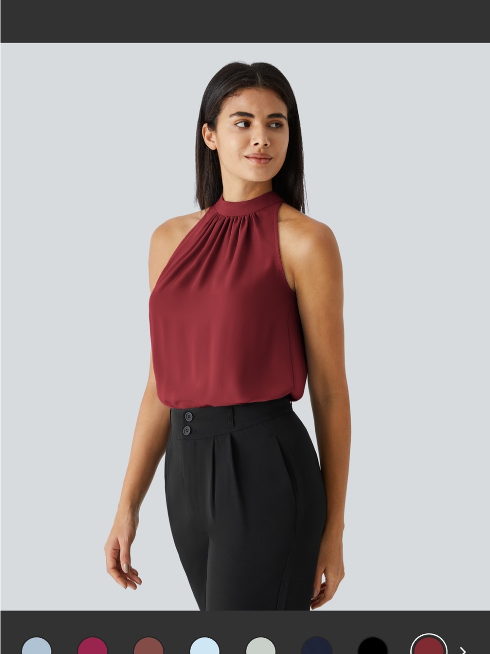 HALARA Sleeveless High-Neck Blouse Camisole in Burgundy